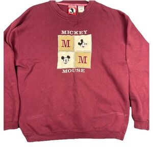 Vintage Mickey Mouse Mickey Inc Crew Neck Sweater Red Men's Large